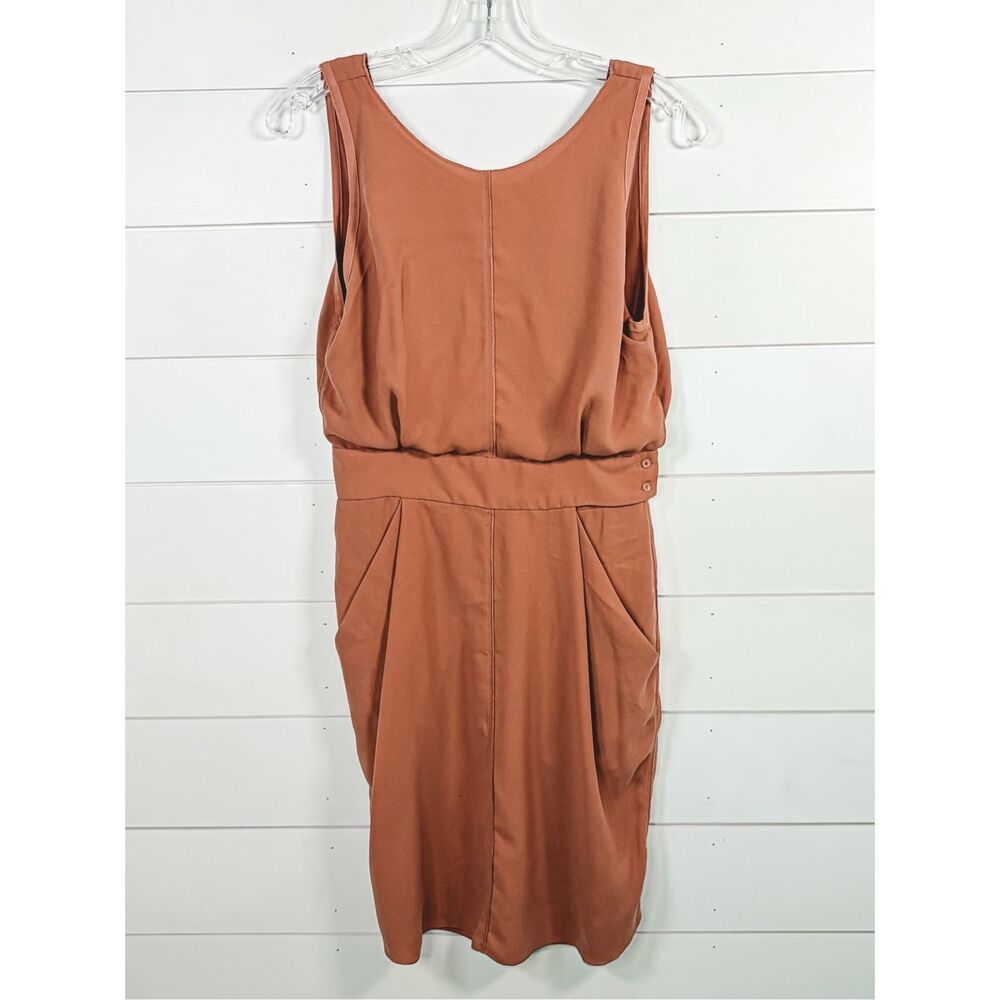 Aritzia Wilfred Women's Scoop Neck V Back Sleeveless Mini Dress Rust Size 4